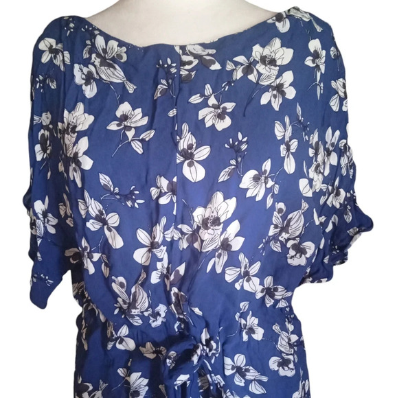 French Connection Fios Crepe Flutter Sleeve Playsuit Romper Blue White Size 4 - Picture 6 of 12